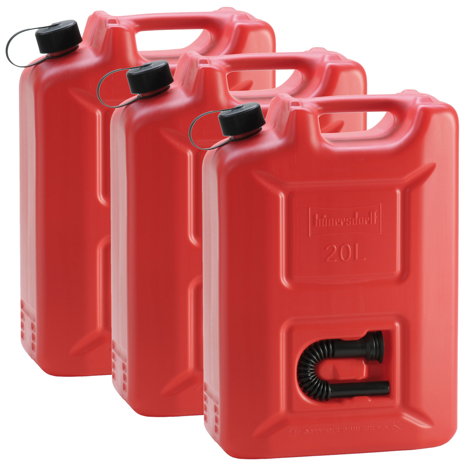3er Set - Kraftstoff-Kanister "Profi" (UN) 20 Liter rot