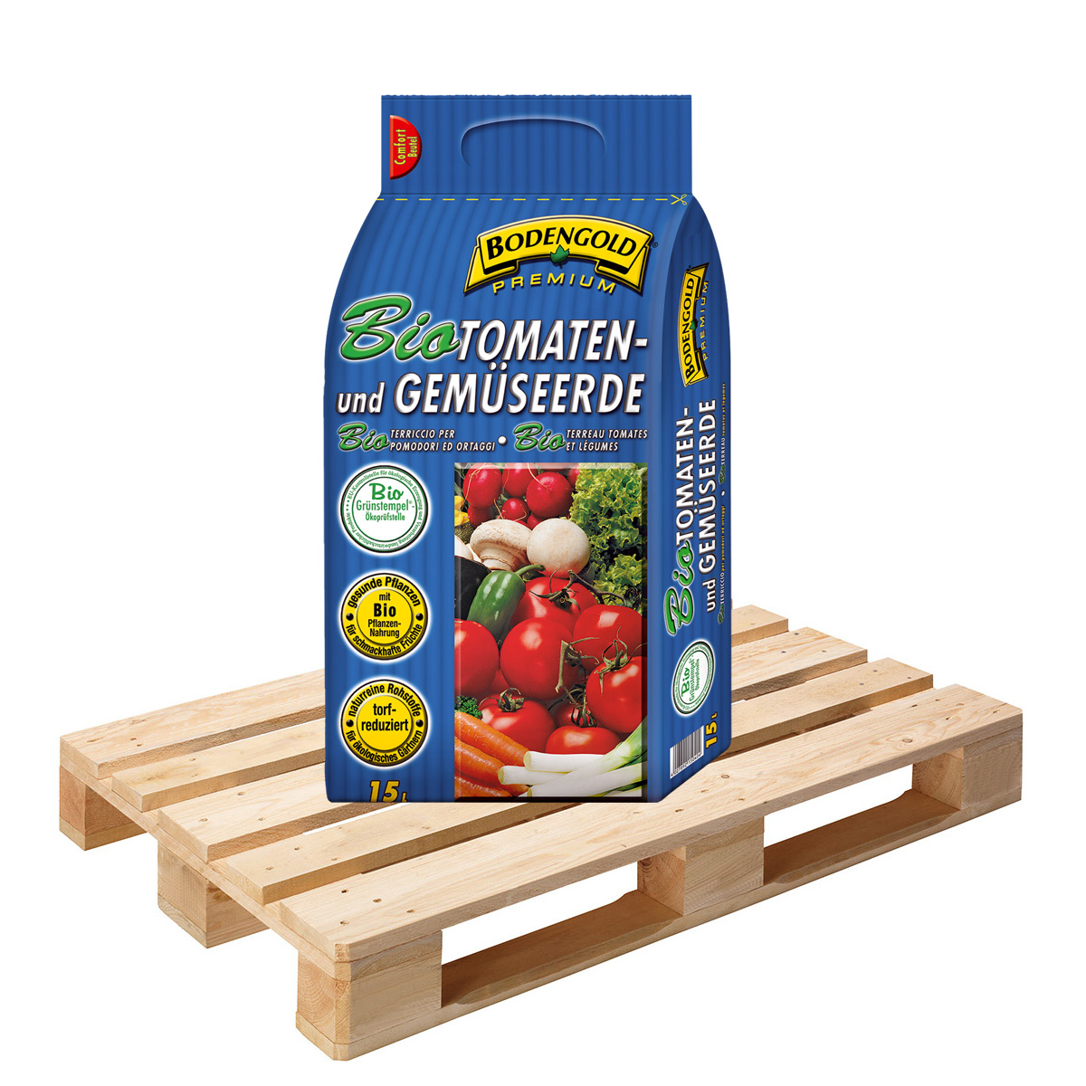 BODENGOLD Premium BIO Tomaten- und Gemüseerde 54 Sack á 15 L