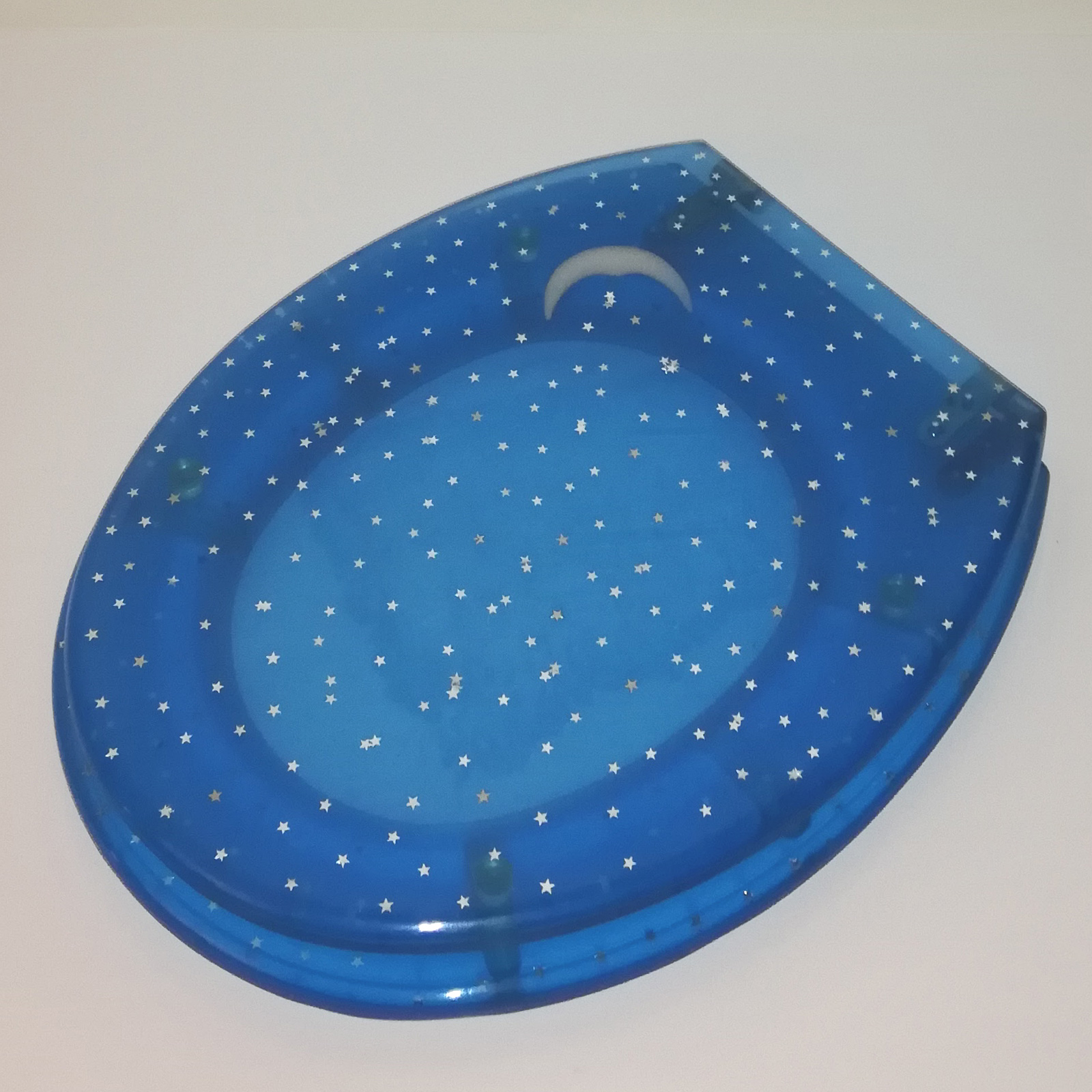 WC-Sitz Mond und Sterne blau transparent aus Acryl-Polyresin