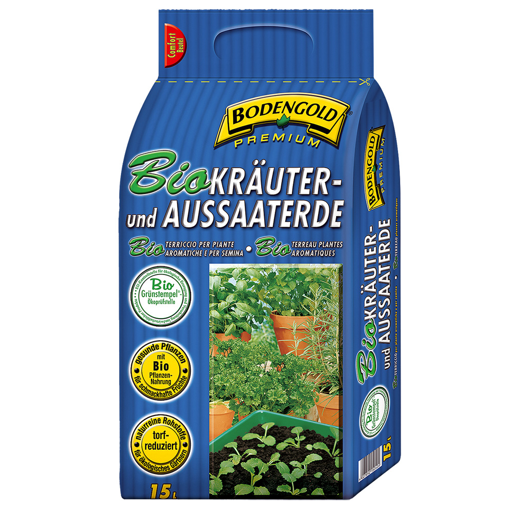 BIO Kräuter- & Aussaaterde Bodengold Premium 15 Liter 